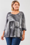 Plus Grey Multicolor Tie-dye Midi Sleeve Relaxed Flare Top #Dresswomen #Shorts #Youtubeshorts Naughty Smile Fashion