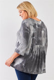 Plus Grey Multicolor Tie-dye Midi Sleeve Relaxed Flare Top #Dresswomen #Shorts #Youtubeshorts Naughty Smile Fashion