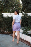 Plus Lavender Faux Leather High Waist Mini Skirt Naughty Smile Fashion