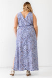 Plus Lavender Paisley Wrap V-neck Sleeveless Midi Dress