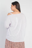 Plus Lavender Ribbed Cold Shoulder Hem Draped Detail Top #Dresswomen #Shorts #Youtubeshorts