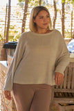 Plus Light-grey Fuzzy Round Neck Long Sleeve Relaxed Fit Cozy Sweatshirt