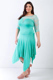 Plus Mint Lace Details Handkerchief Hem Midi Dress #Dresswomen #Shorts #Youtubeshorts