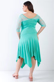 Plus Mint Lace Details Handkerchief Hem Midi Dress #Dresswomen #Shorts #Youtubeshorts