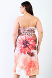 Plus Peach Flower Print Sleeveless Midi Dress #Dresswomen #Shorts #Youtubeshorts