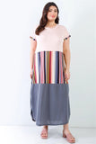 Plus Pink Print Colorblock Dress #Dresswomen #Shorts #Youtubeshorts