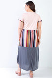 Plus Pink Print Colorblock Dress #Dresswomen #Shorts #Youtubeshorts