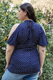 Plus Polka Dot Cold Shoulder Short Sleeve Back Self-tie Top #Dresswomen #Shorts #Youtubeshorts