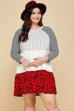 Plus Size Cute Polka Dot And Animal Print Contrast Swing Tiered Dress #Dresswomen #Shorts #Youtubeshorts