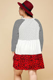 Plus Size Cute Polka Dot And Animal Print Contrast Swing Tiered Dress #Dresswomen #Shorts #Youtubeshorts