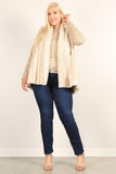 Plus Size Faux Fur Vest Jacket With Open Front, Hi-lo Hem, And Pockets Naughty Smile Fashion