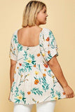 Plus Size Floral Check Printed Rayon Challis Square Neck Fashion Top #Dresswomen #Shorts #Youtubeshorts