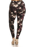 Plus Size Floral Print, Full Length Leggings In A Slim Fitting Style With A Banded High Waist Naughty Smile Fashion