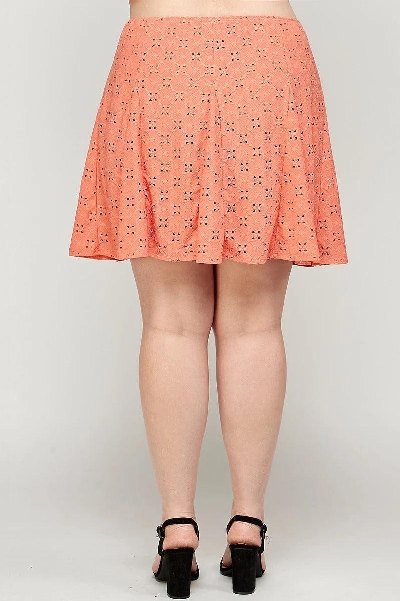 Plus Size, Knit Eyelet A-line Skirt Naughty Smile Fashion