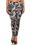 Plus Size Print, Full Length Leggings In A Slim Fitting Style With A Banded High Waist.