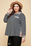 Plus Size Printed Patchwork Contrast Button Up Shirt Naughty Smile Fashion