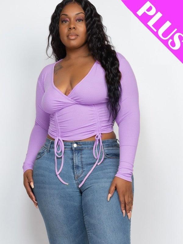 Plus Size Shirred Cropped Top Naughty Smile Fashion