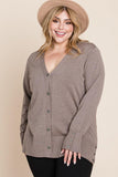Plus Size Solid Buttery Soft V Neck Button Up High Quality Two Tone Knit Cardigan Naughty Smile Fashion