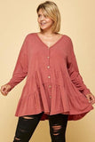 Plus Size Solid Long Sleeves Button Up Swing Tunic Top With Ruched Detail #Dresswomen #Shorts #Youtubeshorts Naughty Smile Fashion