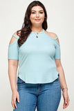 Plus Size, Solid Ribbed Cold Shoulder Top #Dresswomen #Shorts #Youtubeshorts