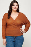Plus Size Textured Waffle Sweater Knit Top Naughty Smile Fashion