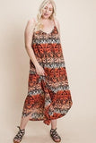 Plus Size Tie Dye Ombre Damask Print Anna Print Cami Dress