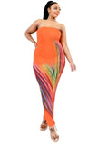 Plus Sleeveless Color Gradient Tube Top Dress