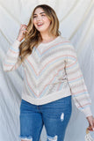 Plus Stripe Knit Cotton Blend Long Sleeve Top Naughty Smile Fashion