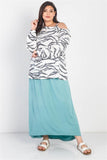 Plus White & Charcoal Zebra Flannel Cold Shoulder Long Sleeve Top #Dresswomen #Shorts #Youtubeshorts