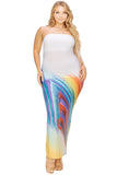 Plus sleeveless color gradient tube top dress