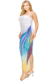 Plus sleeveless color gradient tube top dress