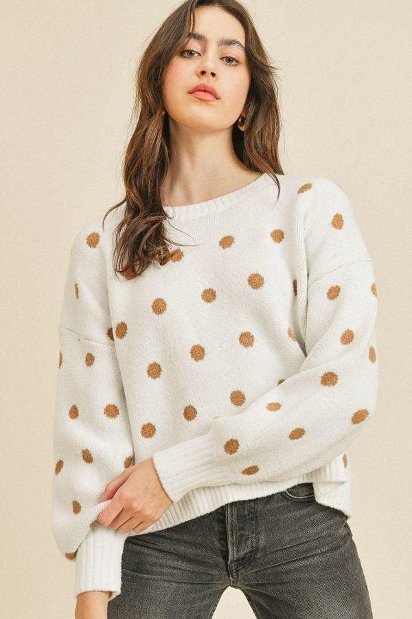 Polka Dots Long Sleeve Top Naughty Smile Fashion