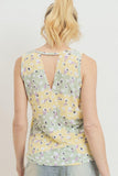 Printed Terry Back Opened Sleeveless Top Naughty Smile Fashion