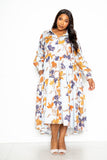 Printed Tierd Shirt Dress With Puff Sleeves Naughty Smile Fashion