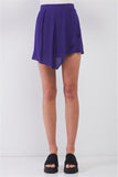Purple High-waisted Asymmetrical Wrap Pleated Front Mini Skirt Naughty Smile Fashion