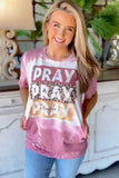 Purple PRAY Color Block Leopard Bleached Tee Naughty Smile Fashion