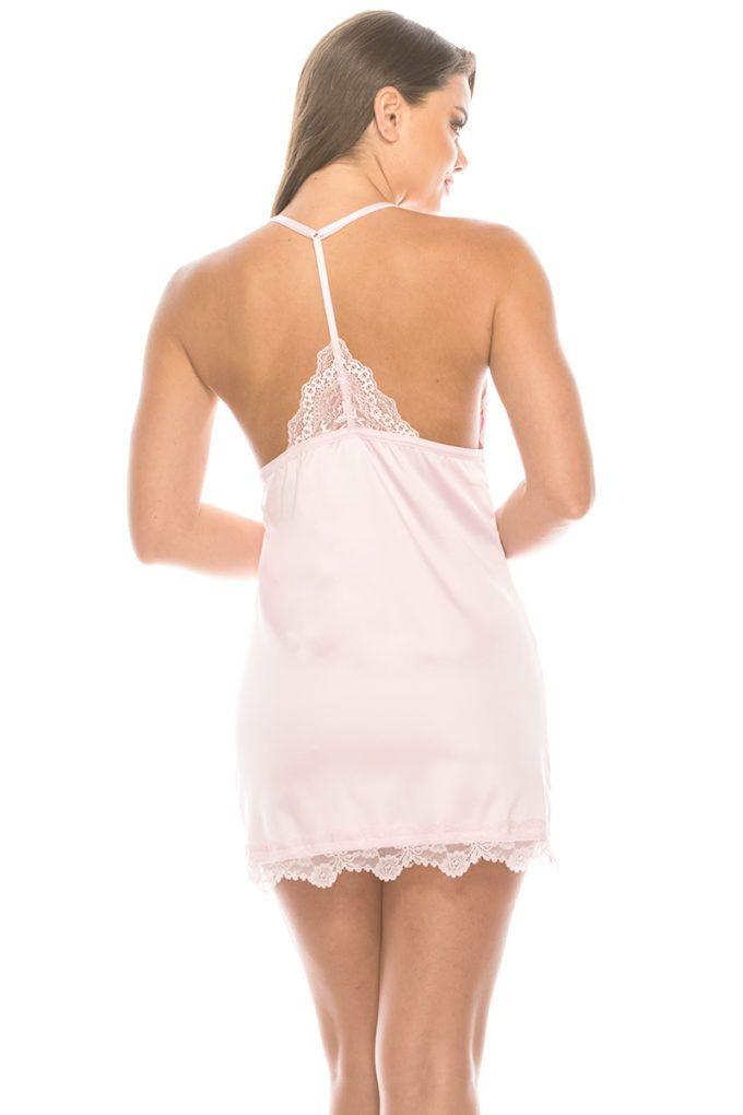 Real 2 Piece Satin Lace Trimmed Slip Set With Matching Thong Naughty Smile Fashion