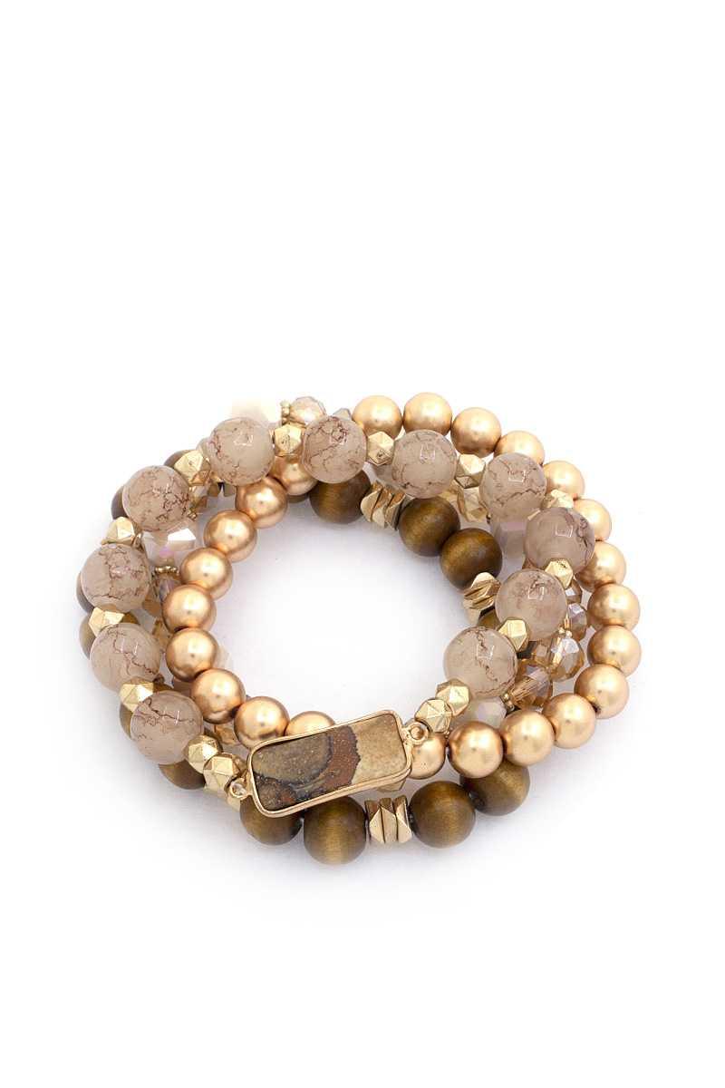 Rectangle Stone Beaded Bracelet Set Naughty Smile Fashion