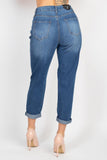 Rhinestones Ripped-front Denim Jeans Naughty Smile Fashion
