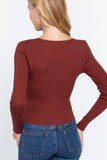 Rib Sweater Top W/front Zipper