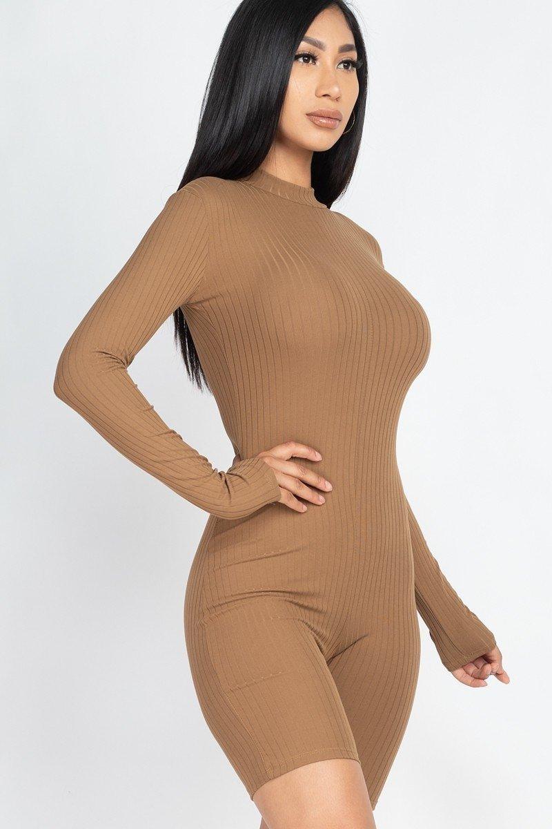 Ribbed Knit Romper Naughty Smile Fashion