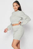 Ruched Long Sleeve And Skirt Set Naughty Smile Fashion