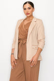 Ruched Sleeves Solid Blazer Naughty Smile Fashion