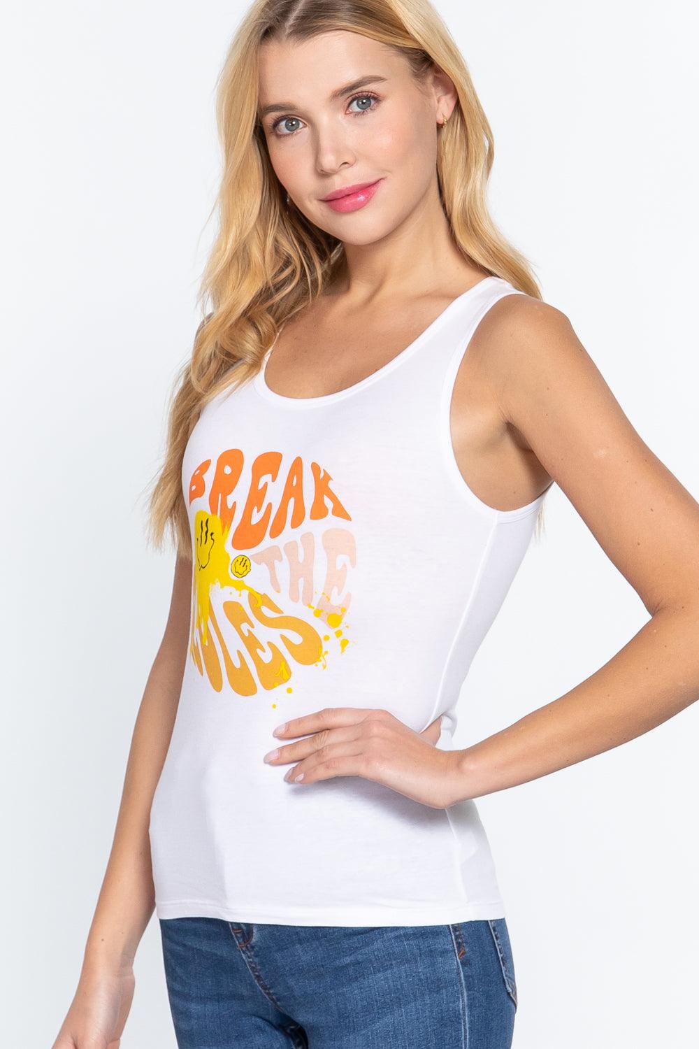 Buying Guide: Stylish and Healthy Dresses 2023 | Fashionably Fit | Screen Print Knit Tank Top