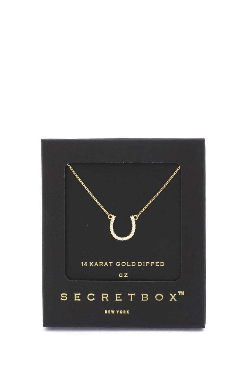 Secret Box Horse Shoe Charm Necklace Naughty Smile Fashion