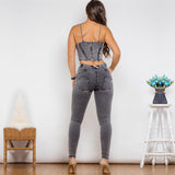 Shascullfites Shaper Suit Grey Denim Zipper Shaper Push Up Top Middle Waist Skinny Jeans Sets Of Women 2 Pieces Elegant