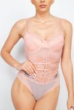 Sheer Lace Floral Padded Bodysuit Naughty Smile Fashion