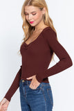 Shirring Sweatheart Neck Sweater Naughty Smile Fashion