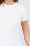 Short Sleeve W/lace Trim Detail Crew Neck Pointelle Knit Top Naughty Smile Fashion