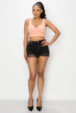 Side Chain Detailed Denim Shorts Naughty Smile Fashion